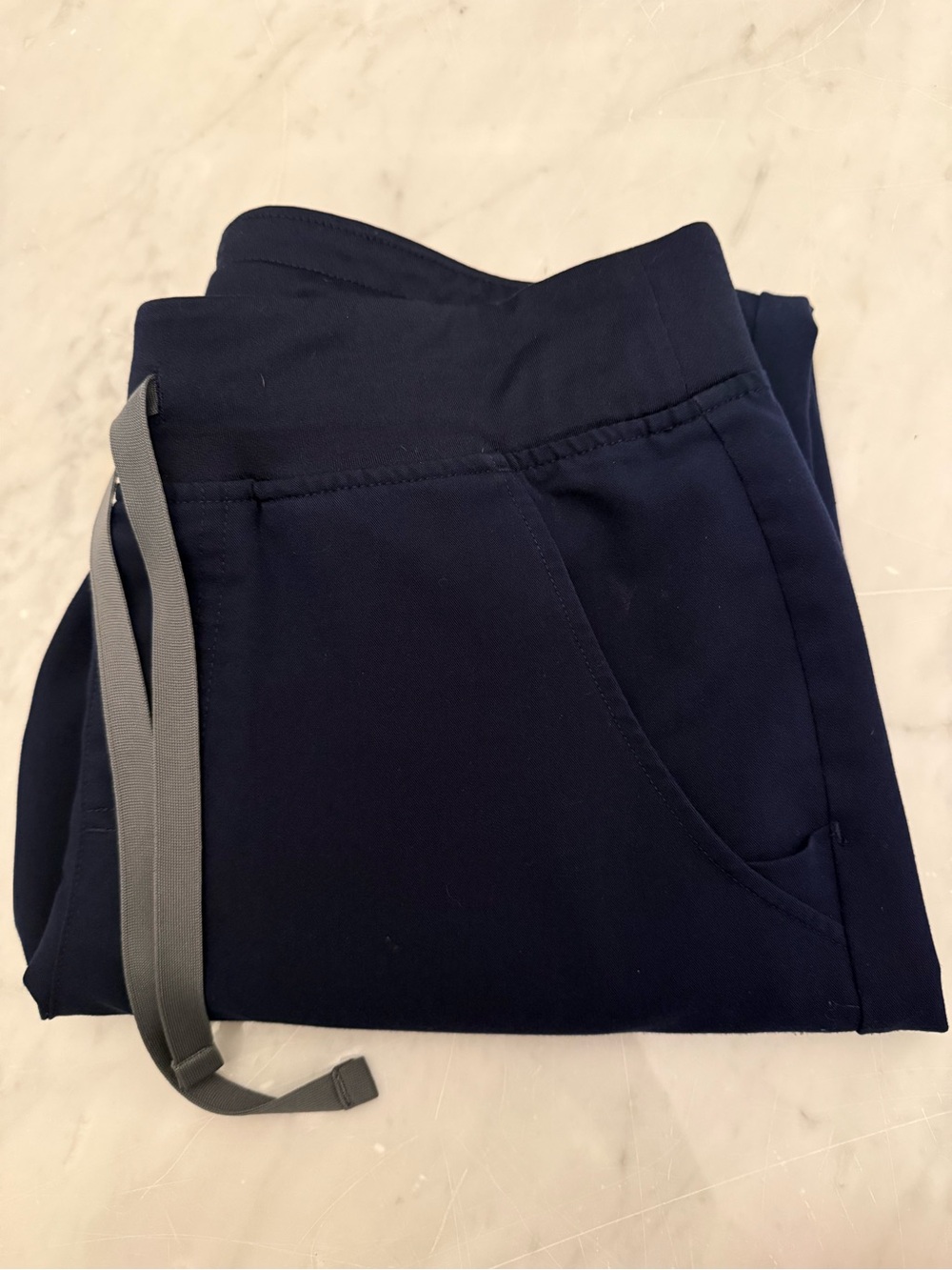 Figs Navy Drawstring Jogger Pants with Gray Ties